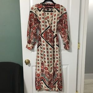 Zara Woman Retro Print Maxi Wrapped Dress